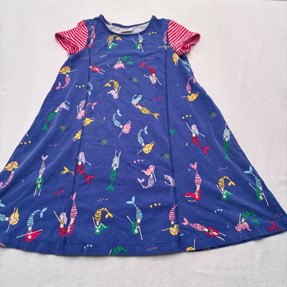 Hanna Andersson Girls Blue Mermaid Print A-Line Play Dress Size 140 US 10